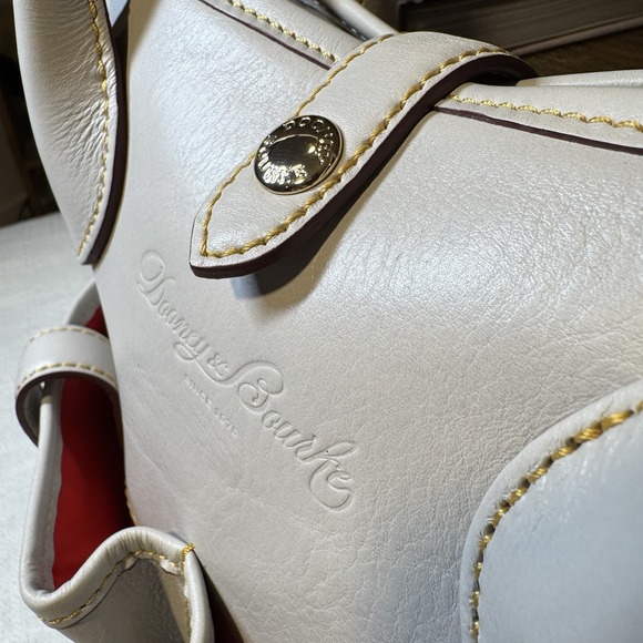 Dooney & Bourke Florentine Vacchetta Small Pocket Satchel Gray Italian Leather - Picture 6 of 16